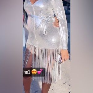 Silver sequins shingle dress